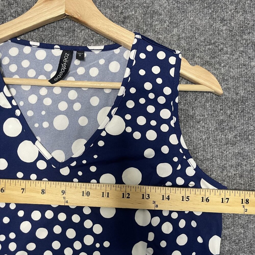 Zoë + Phoebe Blue & White Polka Dot Sleeveless Dress S M - Picture 8 of 9